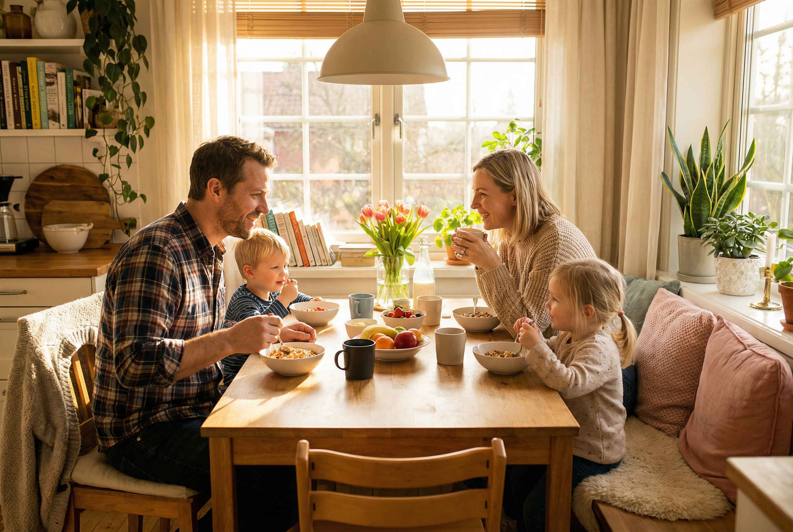 Família completa feliz